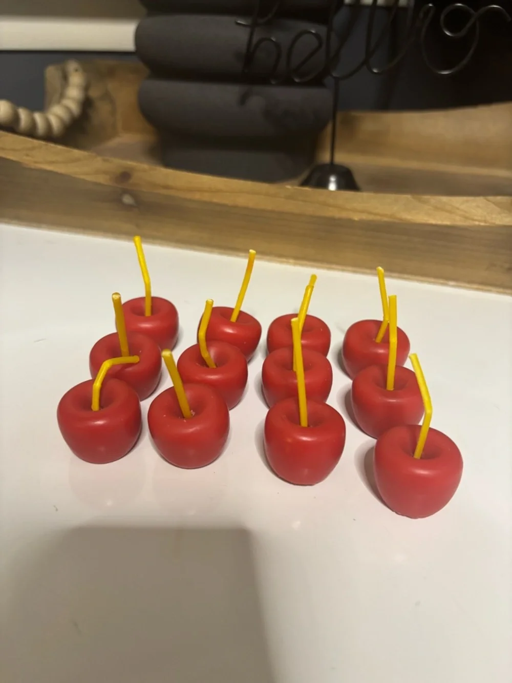 Set of Decorative Red Cherry Picks - 10 Pieces